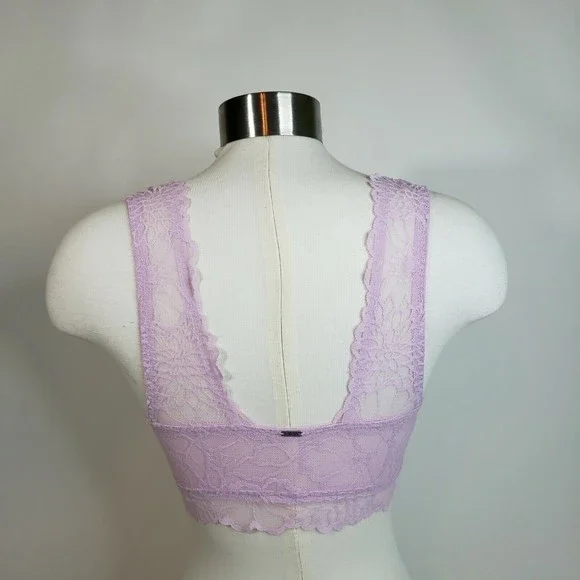 Victoria's Secret PINK Lavender Wildflower Lace High Neck Push Up Bralette S-DD - Picture 2 of 8